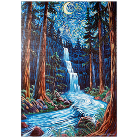 Darstellung des Puzzle-Motivs Redwood Starry Night Waterfall - Dakota Daetwiler – Puzzleteile: 1000
