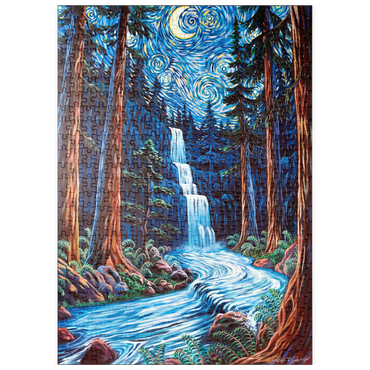 Darstellung des Puzzle Motivs puzzleplate Redwood Starry Night Waterfall - Dakota Daetwiler 500 Puzzle
