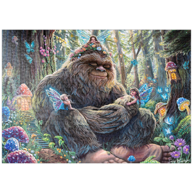 Darstellung des Puzzle Motivs Peaceful Bigfoot Sasquatch with Fairies - Dakota Daetwiler - Puzzleteile: 1000