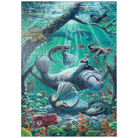 Darstellung des Puzzle-Motivs Lazy Day at the Otter Spa w/ Manatees - Dakota Daetwiler – Puzzleteile: 1000