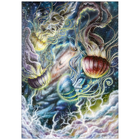 Darstellung des Puzzle-Motivs Jellyfish in Space Galaxy - Dakota Daetwiler – Puzzleteile: 1000