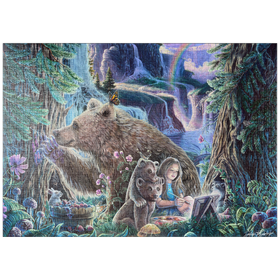 Darstellung des Puzzle-Motivs Inner Peace Brown Bears at waterfall - Dakota Daetwiler – Puzzleteile: 1000