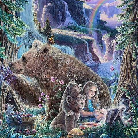 Darstellung des Puzzle Motivs Inner Peace Brown Bears at waterfall - Dakota Daetwiler Inner Peace Brown Bears at waterfall - Dakota Daetwiler 500 Puzzle 3D Modell