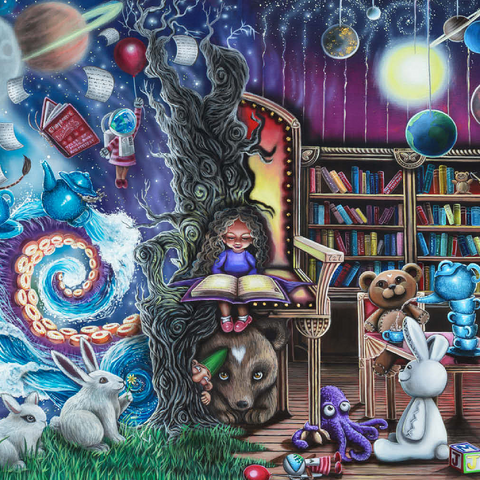 Darstellung des Puzzle Motivs Hazel's Reading World - Dakota Daetwiler Hazel's Reading World - Dakota Daetwiler 500 Puzzle 3D Modell