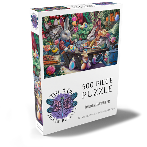 Darstellung des Puzzle Motivs Easter Egg Painting w/ Bunnies kitten ducks - Dakota Daetwiler Easter Egg Painting w/ Bunnies kitten ducks - Dakota Daetwiler 500 Puzzle Schachtel Ansicht2