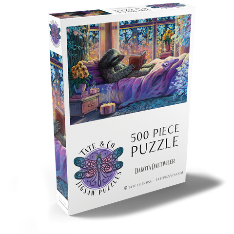 Darstellung des Puzzle Motivs Relaxing Sloth Reading - Dakota Daetwiler Relaxing Sloth Reading - Dakota Daetwiler 500 Puzzle Schachtel Ansicht2