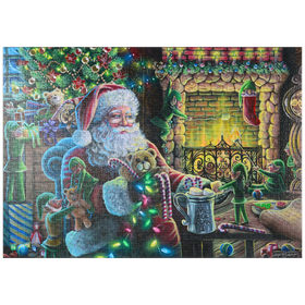 Darstellung des Puzzle-Motivs Christmas Mischief, Santa and elves - Dakota Daetwiler – Puzzleteile: 1000