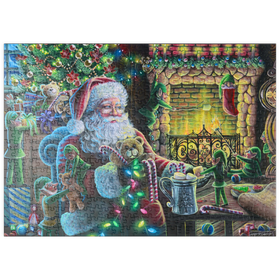 Darstellung des Puzzle-Motivs Christmas Mischief, Santa and elves - Dakota Daetwiler – Puzzleteile: 500