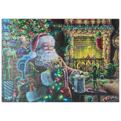 Darstellung des Puzzle Motivs Christmas Mischief, Santa and elves - Dakota Daetwiler puzzleplate Christmas Mischief, Santa and elves - Dakota Daetwiler 500 Puzzle