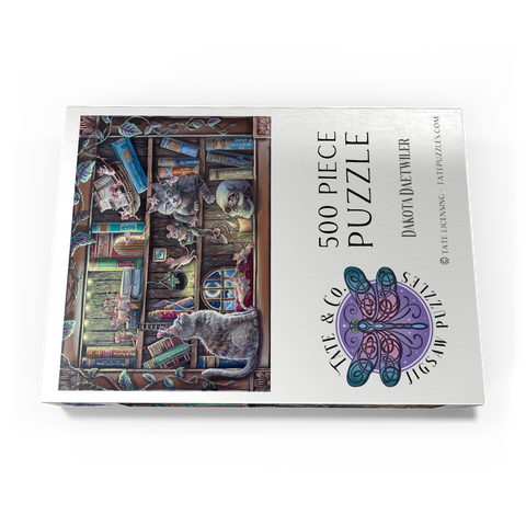 Darstellung des Puzzle Motivs Cat & Mouse Library Bookshelf - Dakota Daetwiler Cat & Mouse Library Bookshelf - Dakota Daetwiler 500 Puzzle Schachtel Ansicht3
