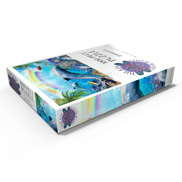 Darstellung des Puzzle Motivs Rainbow Dolphin Exploring the Ocean Skies - Random Galaxy 1000 Puzzle Schachtel Ansicht1