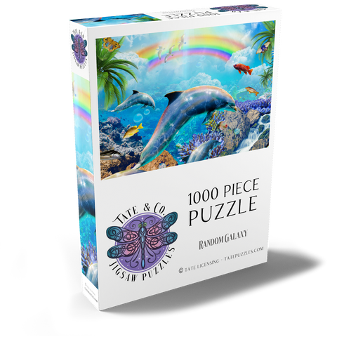 Darstellung des Puzzle Motivs Rainbow Dolphin Exploring the Ocean Skies - Random Galaxy Rainbow Dolphin Exploring the Ocean Skies - Random Galaxy 1000 Puzzle Schachtel Ansicht2