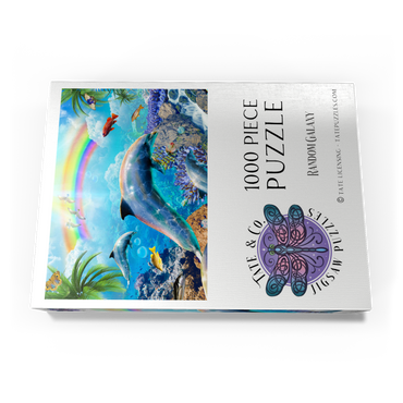 Darstellung des Puzzle Motivs Rainbow Dolphin Exploring the Ocean Skies - Random Galaxy 1000 Puzzle Schachtel Ansicht3