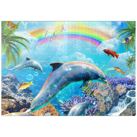 Darstellung des Puzzle Motivs Rainbow Dolphin Exploring the Ocean Skies - Random Galaxy puzzleplate Rainbow Dolphin Exploring the Ocean Skies - Random Galaxy 1000 Puzzle