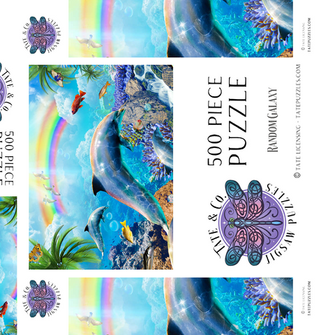 Darstellung des Puzzle Motivs Rainbow Dolphin Exploring the Ocean Skies - Random Galaxy Rainbow Dolphin Exploring the Ocean Skies - Random Galaxy 500 Puzzle Schachtel 3D Modell