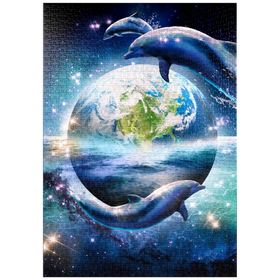 Darstellung des Puzzle-Motivs Star Dolphin from the Deep Space Seas - Random Galaxy – Puzzleteile: 1000
