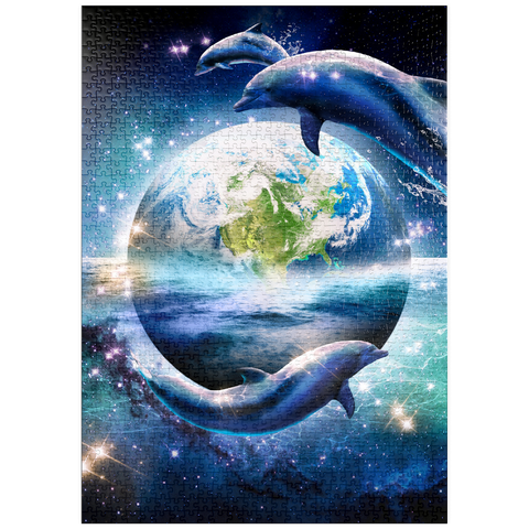 Darstellung des Puzzle Motivs Star Dolphin from the Deep Space Seas - Random Galaxy puzzleplate Star Dolphin from the Deep Space Seas - Random Galaxy 1000 Puzzle