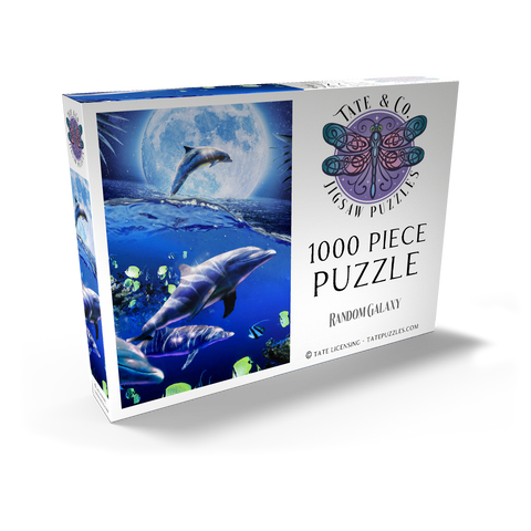 Darstellung des Puzzle Motivs Moonlight Dolphin Gliding Through the Night Ocean - Random Galaxy Moonlight Dolphin Gliding Through the Night Ocean - Random Galaxy 1000 Puzzle Schachtel Ansicht2