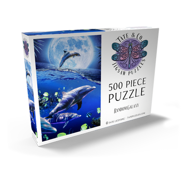Darstellung des Puzzle Motivs Moonlight Dolphin Gliding Through the Night Ocean - Random Galaxy 500 Puzzle Schachtel Ansicht2
