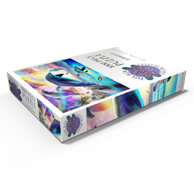 Alternative Darstellung des Puzzle-Motivs Cosmic Rainbow Dolphin of the Outer Seas - Random Galaxy – Puzzleteile: 1000