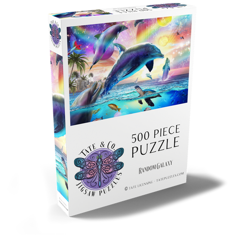 Darstellung des Puzzle Motivs Cosmic Rainbow Dolphin of the Outer Seas - Random Galaxy Cosmic Rainbow Dolphin of the Outer Seas - Random Galaxy 500 Puzzle Schachtel Ansicht2