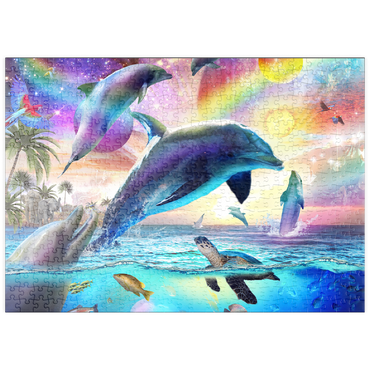 Darstellung des Puzzle Motivs puzzleplate Cosmic Rainbow Dolphin of the Outer Seas - Random Galaxy 500 Puzzle