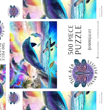 Darstellung des Puzzle Motivs Cosmic Rainbow Dolphin of the Outer Seas - Random Galaxy 500 Puzzle Schachtel 3D Modell