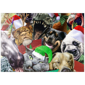 Darstellung des Puzzle-Motivs Festive Animal Christmas Carollers - Random Galaxy – Puzzleteile: 1000