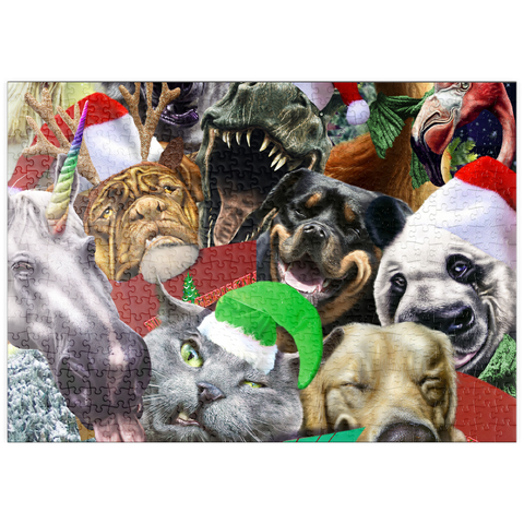 Darstellung des Puzzle Motivs Festive Animal Christmas Carollers - Random Galaxy puzzleplate Festive Animal Christmas Carollers - Random Galaxy 500 Puzzle