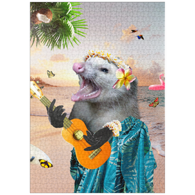Darstellung des Puzzle-Motivs Aloha Opossum Enjoying Hawaiian Vibes - Random Galaxy – Puzzleteile: 1000