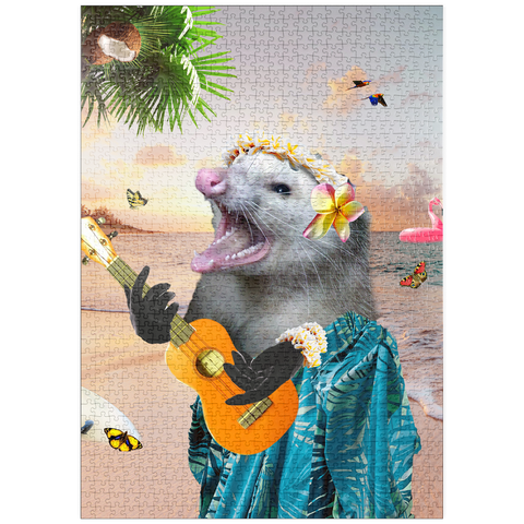 Darstellung des Puzzle Motivs Aloha Opossum Enjoying Hawaiian Vibes - Random Galaxy puzzleplate Aloha Opossum Enjoying Hawaiian Vibes - Random Galaxy 1000 Puzzle