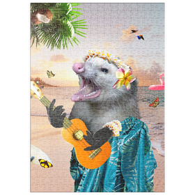 Darstellung des Puzzle-Motivs Aloha Opossum Enjoying Hawaiian Vibes - Random Galaxy – Puzzleteile: 500