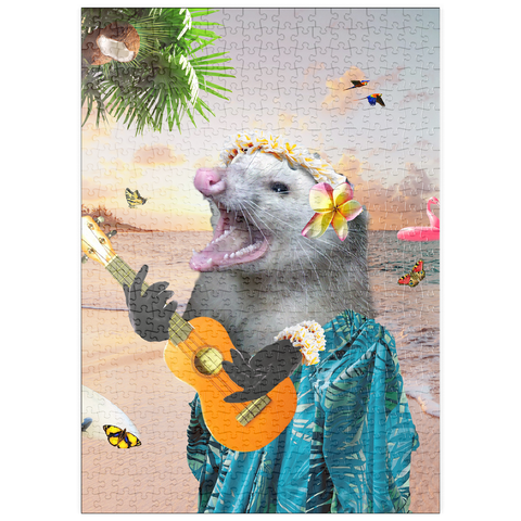 Darstellung des Puzzle Motivs Aloha Opossum Enjoying Hawaiian Vibes - Random Galaxy puzzleplate Aloha Opossum Enjoying Hawaiian Vibes - Random Galaxy 500 Puzzle