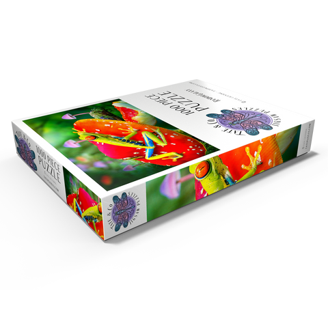 Darstellung des Puzzle Motivs Red-Eyed Tree Frog in a Magical Mushroom Forest - Random Galaxy Red-Eyed Tree Frog in a Magical Mushroom Forest - Random Galaxy 1000 Puzzle Schachtel Ansicht1