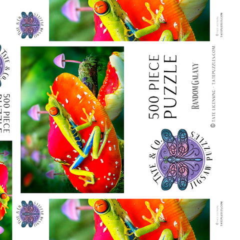 Darstellung des Puzzle Motivs Red-Eyed Tree Frog in a Magical Mushroom Forest - Random Galaxy Red-Eyed Tree Frog in a Magical Mushroom Forest - Random Galaxy 500 Puzzle Schachtel 3D Modell