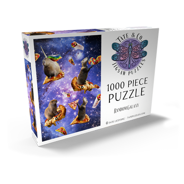 Darstellung des Puzzle Motivs Space Capybara Enjoying a Cosmic Pizza Feast - Random Galaxy 1000 Puzzle Schachtel Ansicht2