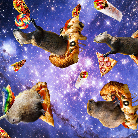 Darstellung des Puzzle Motivs Space Capybara Enjoying a Cosmic Pizza Feast - Random Galaxy Space Capybara Enjoying a Cosmic Pizza Feast - Random Galaxy 1000 Puzzle 3D Modell