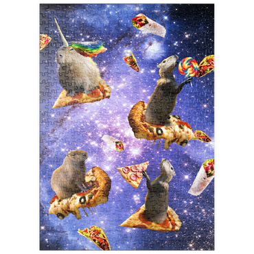 Darstellung des Puzzle Motivs puzzleplate Space Capybara Enjoying a Cosmic Pizza Feast - Random Galaxy 500 Puzzle