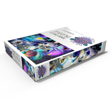 Darstellung des Puzzle Motivs Lone Space Wolf Howling Among the Stars - Random Galaxy 1000 Puzzle Schachtel Ansicht1
