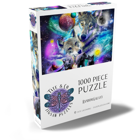 Darstellung des Puzzle Motivs Lone Space Wolf Howling Among the Stars - Random Galaxy Lone Space Wolf Howling Among the Stars - Random Galaxy 1000 Puzzle Schachtel Ansicht2