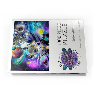 Darstellung des Puzzle Motivs Lone Space Wolf Howling Among the Stars - Random Galaxy 1000 Puzzle Schachtel Ansicht3