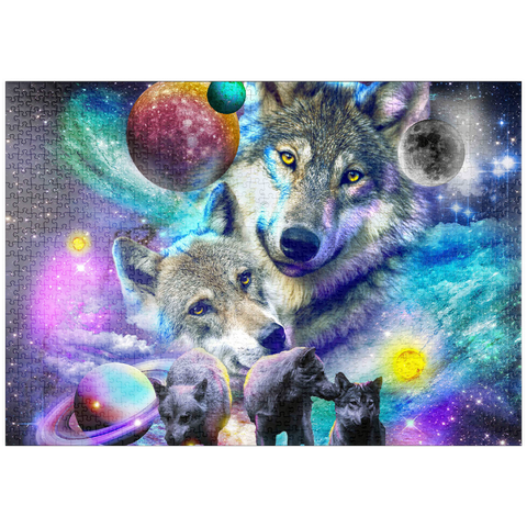 Darstellung des Puzzle Motivs Lone Space Wolf Howling Among the Stars - Random Galaxy puzzleplate Lone Space Wolf Howling Among the Stars - Random Galaxy 1000 Puzzle