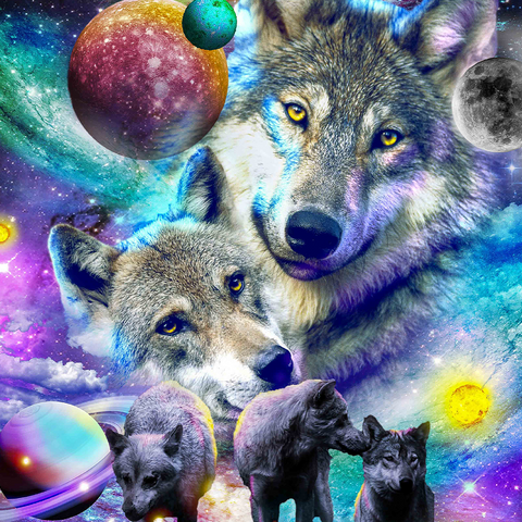 Darstellung des Puzzle Motivs Lone Space Wolf Howling Among the Stars - Random Galaxy Lone Space Wolf Howling Among the Stars - Random Galaxy 1000 Puzzle 3D Modell