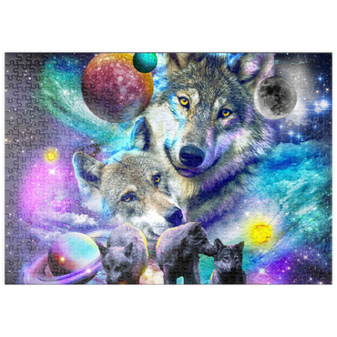 Darstellung des Puzzle Motivs puzzleplate Lone Space Wolf Howling Among the Stars - Random Galaxy 500 Puzzle