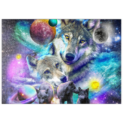 Darstellung des Puzzle Motivs Lone Space Wolf Howling Among the Stars - Random Galaxy puzzleplate Lone Space Wolf Howling Among the Stars - Random Galaxy 500 Puzzle