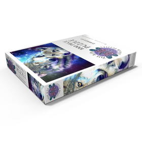 Darstellung des Puzzle Motivs Cosmic Wolf Family Under the Galactic Moon - Random Galaxy - Puzzleteile: 1000