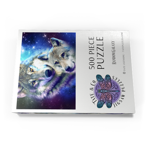 Darstellung des Puzzle Motivs Cosmic Wolf Family Under the Galactic Moon - Random Galaxy Cosmic Wolf Family Under the Galactic Moon - Random Galaxy 500 Puzzle Schachtel Ansicht3