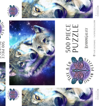 Darstellung des Puzzle Motivs Cosmic Wolf Family Under the Galactic Moon - Random Galaxy 500 Puzzle Schachtel 3D Modell
