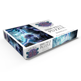 Alternative Darstellung des Puzzle-Motivs Lightning Wolf Howling Beneath the Moon - Random Galaxy – Puzzleteile: 1000