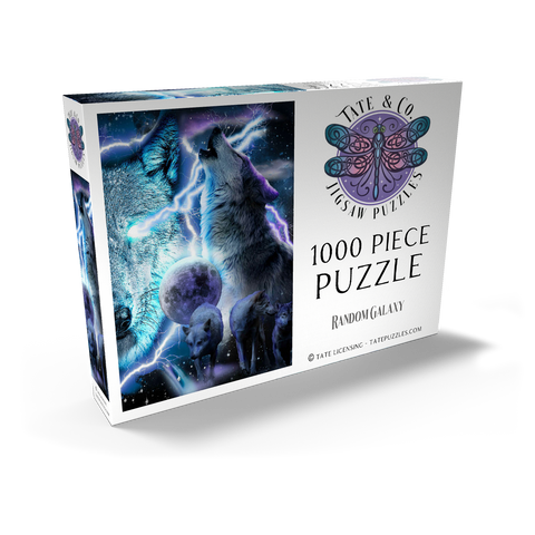 Darstellung des Puzzle Motivs Lightning Wolf Howling Beneath the Moon - Random Galaxy Lightning Wolf Howling Beneath the Moon - Random Galaxy 1000 Puzzle Schachtel Ansicht2
